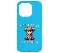 Coffee Addict in The Making Baby Highland Cow Caféine Fun Coque pour iPhone 15 Pro