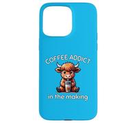 Coffee Addict in The Making Baby Highland Cow Caféine Fun Coque pour iPhone 15 Pro Max