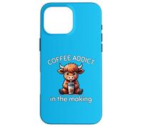 Coffee Addict in The Making Baby Highland Cow Caféine Fun Coque pour iPhone 16 Pro Max