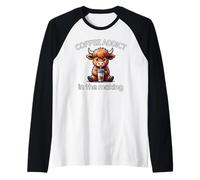 Coffee Addict in The Making Baby Highland Cow Caféine Fun Manche Raglan
