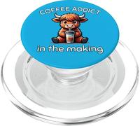 Coffee Addict in The Making Baby Highland Cow Caféine Fun PopSockets PopGrip pour MagSafe