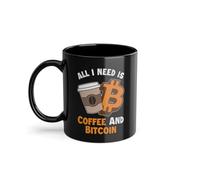 Coffee and Bitcoin Crypto Crypto Trader Tasse à café | Crypto-monnaie Blockchain Bitcoin Tasse noire (12106W)