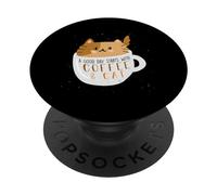 Coffee and Cat - Commencez Votre journée avec Cat and Coffee PopSockets PopGrip Adhésif