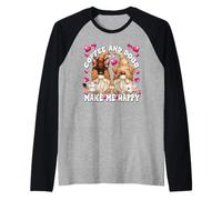 Coffee and Dogs Saying for Dog Mom and Dad Funny Gnomes Manche Raglan