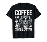 Coffee and Gordon Setters Funny Gordon Setter T-Shirt Graphique avec Valeur, Homme, Noir, M