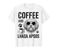 Coffee and Lhassa Apsos Funny Lhassa Apso T-Shirt Graphique avec Valeur, Homme, Blanc, M