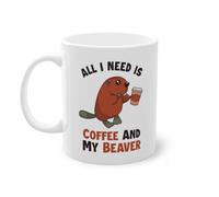 Coffee and my Beaver Castor Canadensis Biber Expert Tasse à café | Tasse en castor nord-américain Eurasien Blanc (09130B)
