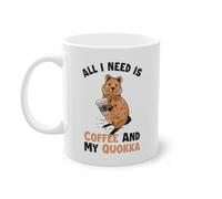 Coffee and my Quokka Tasse à café pour amoureux des rongeurs | Macropodinae Setonix Brachyurus Quokka Tasse blanche (09929B)