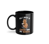 Coffee and my Quokka Tasse à café pour amoureux des rongeurs | Macropodinae Setonix Brachyurus Quokka Tasse noire (09929W)