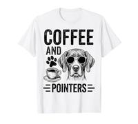 Coffee and Pointers Pointeur Anglais drôle T-Shirt Graphique avec Valeur, Homme, Blanc, L