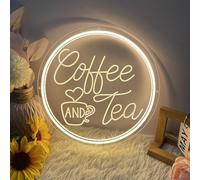Coffee and Tea Neon Mural, 30 * 30cm LED Néon Décoration Neon Bar Neon Led Flexible Led Table Enseigne Lumineuse pour Neon Bar Mise en Fête Mise en Table Cafe(Alimenté par USB, Avec Accessoires)