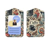 Coffee-Art-Dream Porte-badge en cuir synthétique avec cordon, porte-badge vertical pour Ofiice