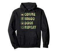 Coffee Bingo Dogs Repeat Life Simple Basic Icônes Sweat à Capuche