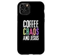 Coffee Chaos And Jesus Christ Christian Religious Love Faith Coque pour iPhone 11 Pro