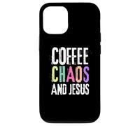 Coffee Chaos And Jesus Christ Christian Religious Love Faith Coque pour iPhone 12/12 Pro