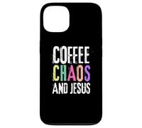 Coffee Chaos And Jesus Christ Christian Religious Love Faith Coque pour iPhone 13