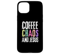Coffee Chaos And Jesus Christ Christian Religious Love Faith Coque pour iPhone 15 Plus
