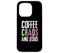 Coffee Chaos And Jesus Christ Christian Religious Love Faith Coque pour iPhone 15 Pro