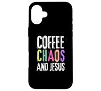 Coffee Chaos And Jesus Christ Christian Religious Love Faith Coque pour iPhone 16 Plus