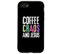 Coffee Chaos And Jesus Christ Christian Religious Love Faith Coque pour iPhone SE (2020) / 7 / 8
