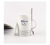 Coffee Cup Ceramic Cup with Lid Spoon Household Water Cup Coffee Cup with Handle 12.8 Oz Large-capacity Cup can be Used to Drink Milk Milk Tea(men and Women ) Coffee Mugs (Color : B) (C)