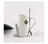 Coffee Cup Ceramic Cup with Lid Spoon Household Water Cup Coffee Cup with Handle 12.8 Oz Large-capacity Cup can be Used to Drink Milk Milk Tea(men and Women ) Coffee Mugs (Color : B) (A)