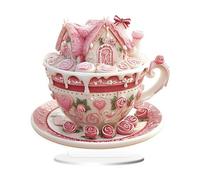 Coffee Cup House Décorations d'amour - Tasse portable rose cœur chaud chocolat Saint-Valentin Décoration de bureau | Tasse en acrylique rose Amour Tasse de maison Café drôle Décoration de table pour