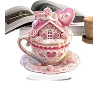 Coffee Cup House Décorations d'amour - Tasse portable rose cœur chaud chocolat Saint-Valentin Décoration de bureau | Tasse en acrylique rose Amour Tasse de maison Café drôle Décoration de table pour