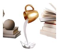 Coffee Cup Spilling Desk Decor, Resin Table Coffee Spilling, Decorative Scene Accent, Figurine Artistic Illusion Sculpture for Bookshelf Bedside Dining Table Nightstand Birthday Housewarming Home