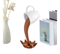 Coffee Cup Spilling Desk Decor, Resin Table Coffee Spilling, Decorative Scene Accent, Figurine Artistic Illusion Sculpture for Bookshelf Bedside Dining Table Nightstand Birthday Housewarming Home