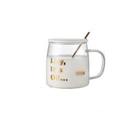 Coffee Cup Transparent Glass Cup Large Capacity Heat-resistant Coffee Cup with Lid and Spoon Office Household Mug Suitable for Holiday Gift Coffee Mugs (Color : B)