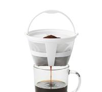 Coffee Filter Basket - Mesh Strainer | Washable 6-8 Cup Basket-Shaped Coffee Filter With Handle, Ideal for Brewing or Tea At Home, Kitchen, Café, Office, or Travel