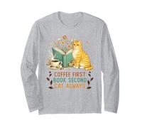 Coffee First Book Second Cat Always Reading Library Cat Love Manche Longue