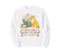 Coffee First Book Second Cat Always Reading Library Cat Love Sweatshirt