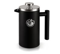 Coffee Fox® Cafetière à Piston Inox Double Paroi 350 ml - Noir Mat