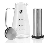 Coffee Fox® Cafetière Cold Brew - Carafe Verre 1 L, Filtre Inox | Café glacé 70% moins amer - sans capsules ni filtres papier - usage thé glacé inclus
