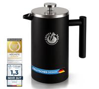Coffee Fox French Press Cafetière en acier inoxydable à double paroi Filtre à pression noir Presse à café français (Noir 1000 ml)