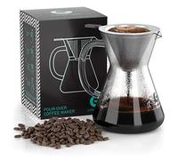 Coffee Gator 400ml Cafetière à Verser, Filtre à Café Manuelle, Verre Résistant à Haute Température avec Filtre en Acier Inoxydable Réutilisable, Passoire Glass Drip Brewer