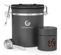 Coffee Gator 473ml Boîte à café hermétique avec 118ml petit Boîte - Boite étanche pour la Conservation du Cafe et de Toutes Ses Saveurs, Acier Inoxydable - avec Cadran Dateur et Cuillère Doseuse