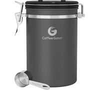 Coffee Gator 650ml Boîte à café hermétique - Boite étanche pour la Conservation du Cafe et de Toutes Ses Saveurs, Acier Inoxydable - avec Cadran Dateur et Cuillère Doseuse Offerte-Gris