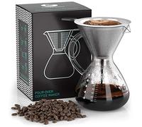 Coffee Gator 800ml Cafetière à Verser, Filtre à Café Manuelle, Verre Résistant à Haute Température avec Filtre en Acier Inoxydable Réutilisable, Passoire Glass Drip Brewer