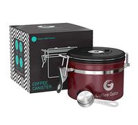 Coffee Gator Boîte à café hermétique - Boite étanche pour la conservation du cafe et de toutes ses saveurs, Acier inoxydable - Avec Cadran Dateur et Cuillère Doseuse Offerte