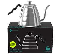 Coffee Gator Bouilloire à col de cygne avec Thermomètre -1.2 L Bouilloire en Acier Inoxydable de Qualité Supérieure pour Cafetière, Ccuisinière avec bec verseur de précision, pour Café goutte-à-goutte