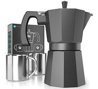 Coffee Gator Cafetière à expresso Cafetière à induction rapide - Comprend 2 tasses en acier inoxydable - Capacité de préparation de 350ml/6 tasses