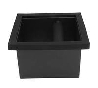 法语翻译如下： « Coffee Ground Knock Box Square Bottomless Black Rubber PTFE Steel Box for Cafe » devient : « Boîte à marc de café, carrée, sans fond, noire, en caoutchouc, PTFE, acier,