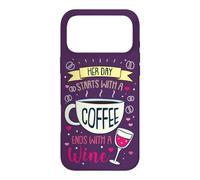 Coffee Her Day Starts with Coffee End with A Wine Lover Coque pour iPhone 17 Pro Max
