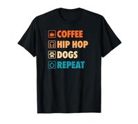 Coffee Hip Hop Dogs Repeat Life Simple Basic Icônes T-Shirt