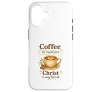 Coffee in My Hand Christ in My Heart Watercolor Christian Coque pour iPhone 16