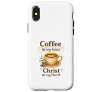 Coffee in My Hand Christ in My Heart Watercolor Christian Coque pour iPhone X/XS