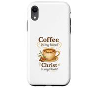 Coffee in My Hand Christ in My Heart Watercolor Christian Coque pour iPhone XR